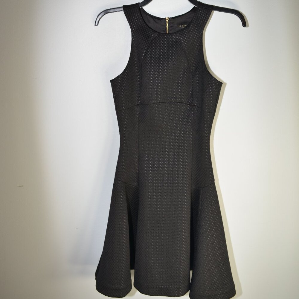 TED BAKER London Cidia Black Sleeveless Dress Dots Racerback Size 0 US 2